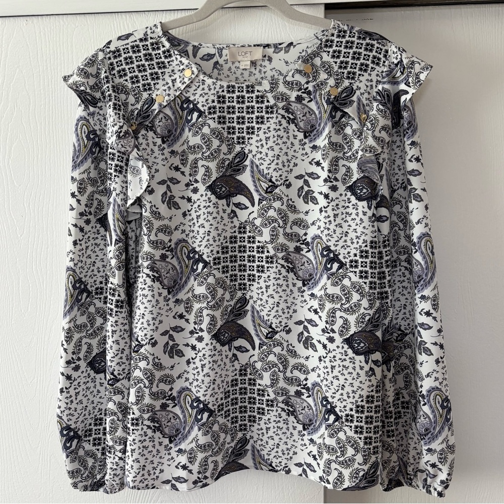 LOFT Women's Purple Paisley Blouse
